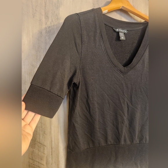 Athleta Step Forward Sweatshirt Tee V-Neck Black Athletic Shirt XXS/TTP - Picture 6 of 10